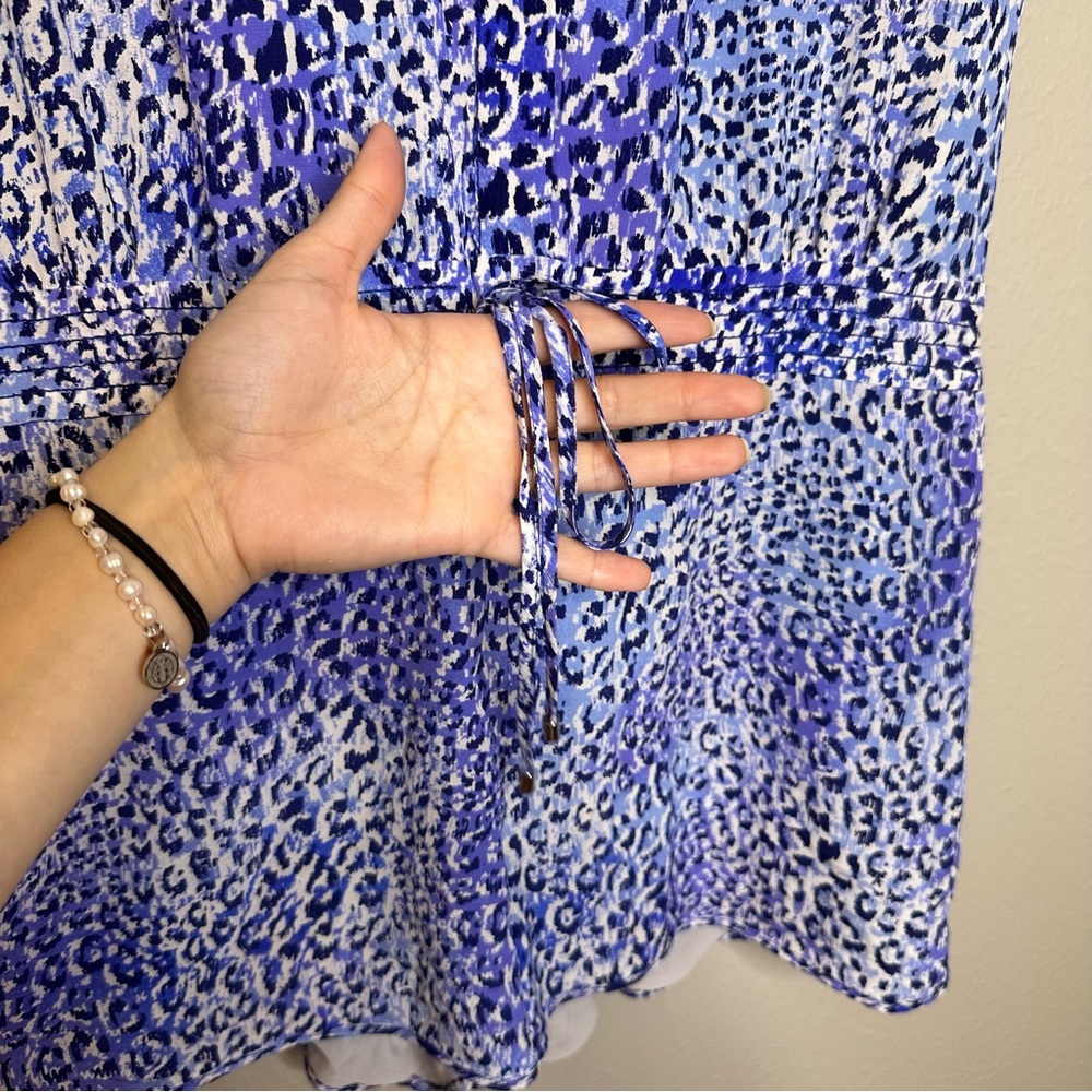 Silk Rebecca Taylor Blue and White Leopard Print Romper - Picture 8 of 8